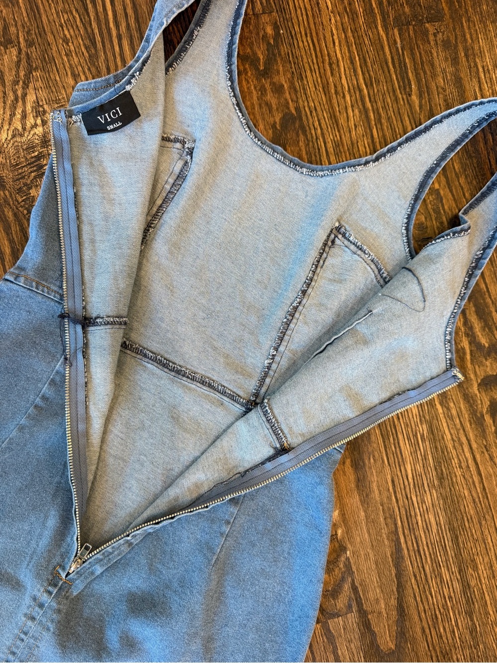 Vici Light Blue Denim Tank Mini Dress - Picture 4 of 5